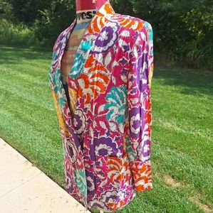 80s bright color patterned shoulderpad blazer 12P